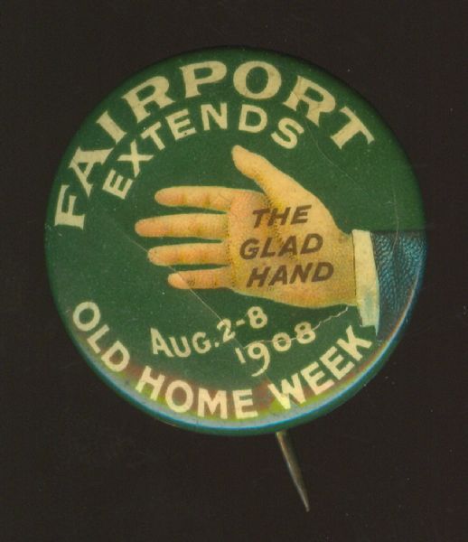 1908 Fairport Extends The Glad Hand Pinback