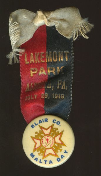 1916 Blair Co. Malta Day Pinback w/Ribbon