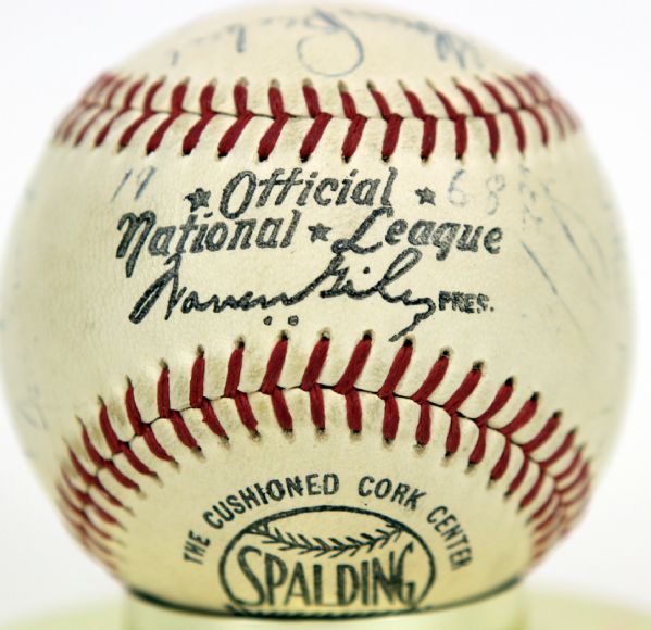 1968 Chicago Cubs Team Signed ONL (Giles) Baseball w/ 20 Sigs. Incl. Leo Durocher Williams Jenkins - JSA