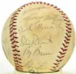 1966 Chicago Cubs Team Signed Baseball w/ 26 Sigs. Incl. Ernie Banks Leo Durocher Ron Santo From Cubs Employee - JSA 