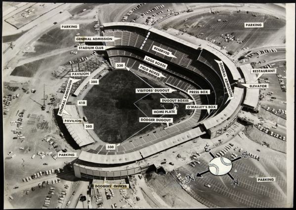 1962 Dodger Stadium L.A. Dodgers "The Sporting News Collection Archives" Original First Generation 9.5" x 13" Choice Jumbo Oversized Photo (TSN Collection Hologram/MEARS Photo LOA) 1:1, Unique