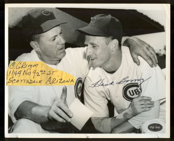 Chicago Cubs Charlie Grimm & Hank Borowy Photo Signed By Borowy PSA/DNA