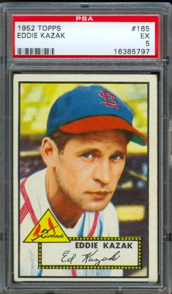 1952 Topps Cardinals Eddie Kazak #165 PSA EX 5