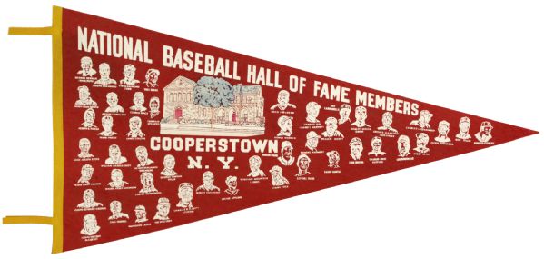 1973-74 Circa Baseball Hall of Fame Oversized Pennant w/ Headshots of Players