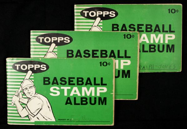1961 Topps Stamp Albums (3) Including Some Stamps Glued Inside