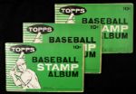1961 Topps Stamp Albums (3) Including Some Stamps Glued Inside