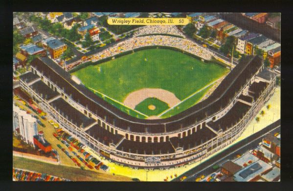 Vintage Linen Chicago Cubs Wrigley Field Postcard