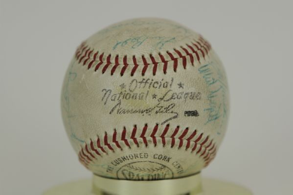 1962 Milwaukee Braves Team Signed ONL (Giles) Baseball w/ 28 Sigs. Incl. Hank Aaron  Eddie Mathews Bob Uecker - JSA