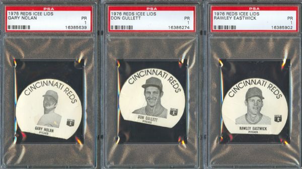 1976 Reds Icee Lids PSA Graded Collection (3)