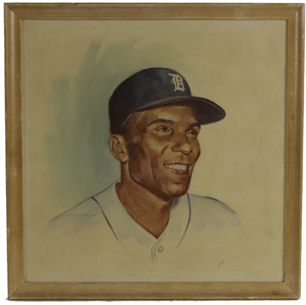 1961-64 Billy Bruton Detroit Tigers Original Artwork - 14 1/2" x 14"