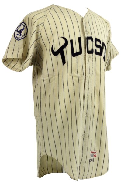 1969 Tucson Toros Game Worn Flannel Baseball Pacific Coast League Jersey w/ 2 Patches MLB 100th Anniversary (MEARS Auction LOA)