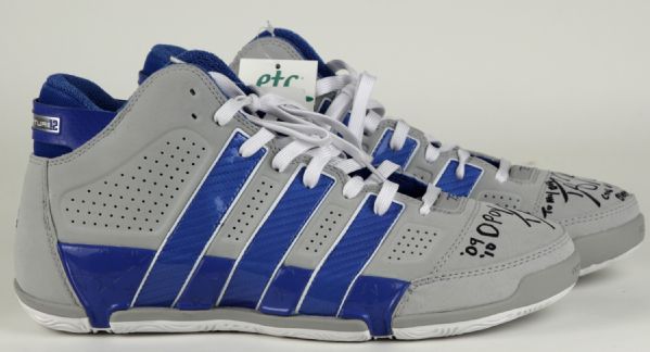 2009 Dwight Howard Orlando Magic Twice Signed Adidas Commander Shoes With Unique Inscriptions - JSA 