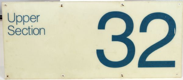 1970s - 80s Baltimore Memorial  Stadium Upper Section #32 Sign - 48" x 21" Baltimore Orioles and Colts 