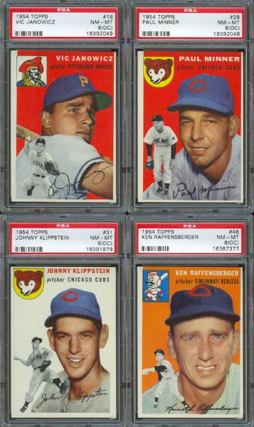 1954 Topps PSA Graded NM-MT 8 (OC) Collection (4)