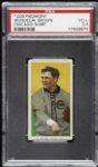 1909 - 11 T206 Mordecai Three Finger Brown Chicago Cubs Shirt Piedmont Back Card - PSA VG+ 3.5