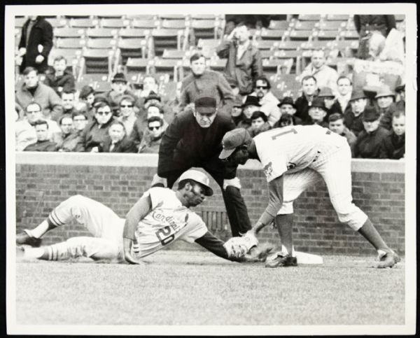 1970 Ernie Banks Chicago Cubs & Lou Brock St. Louis Cardinals SPORT Magazine Archive Collection First Generation 8" x 10" Photo (MEARS LOA)