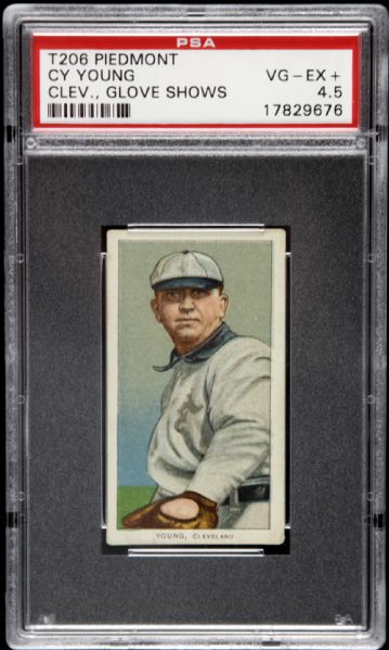 1909 - 11 T206 Cy Young Cleveland Naps Piedmont Back Card - PSA VG/EX+ 4.5