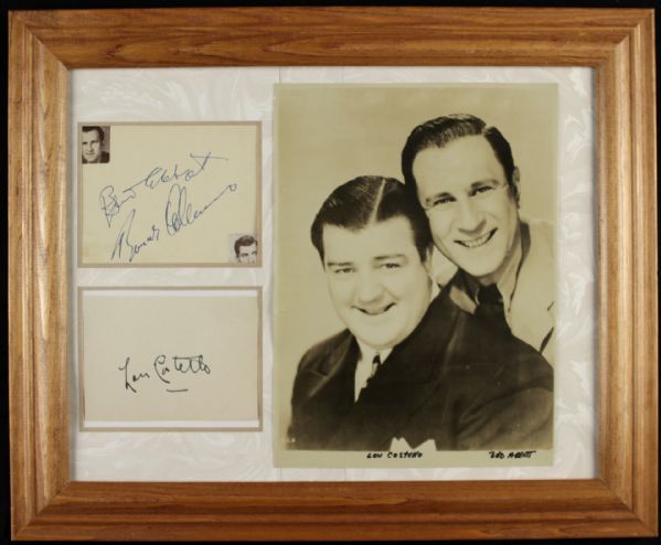 1940-59 Abbot & Costello Signed Display - Signed Index Cards With Vintage Photo - JSA