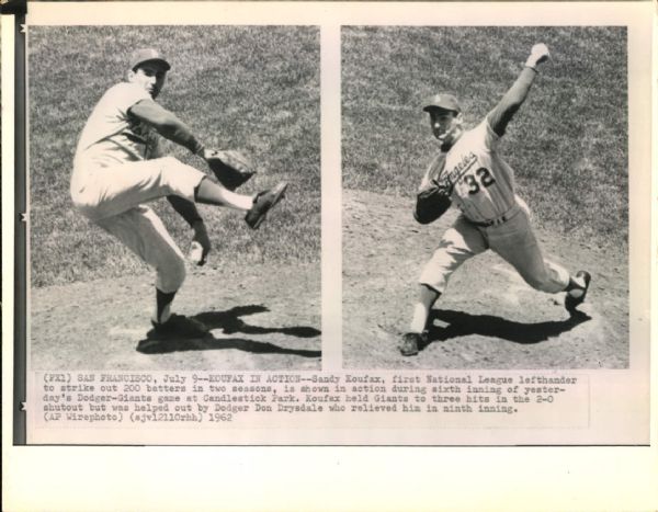 1962-74 circa Sandy Koufax Los Angeles Dodgers "The Sporting News Collection Archives" Original Photos (Sporting News Collection Hologram/MEARS Photo LOA) - Lot of 5