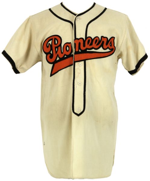 1964 Elmira Pioneers Game Worn Flannel Jersey With 100 Years Patch - Baltimore Orioles Affiliate - (MEARS Auction LOA )