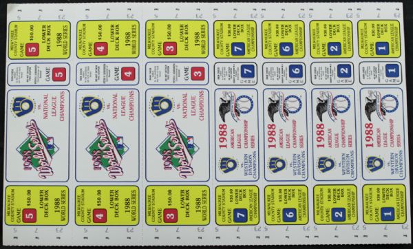 1983 & 88 Milwaukee Brewers Phantom World Series Tickets