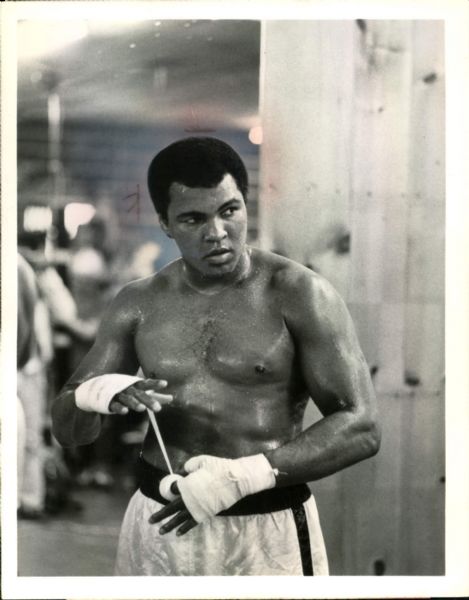 1970s circa Muhammad Ali Taping Hands 7" x 9" Photo