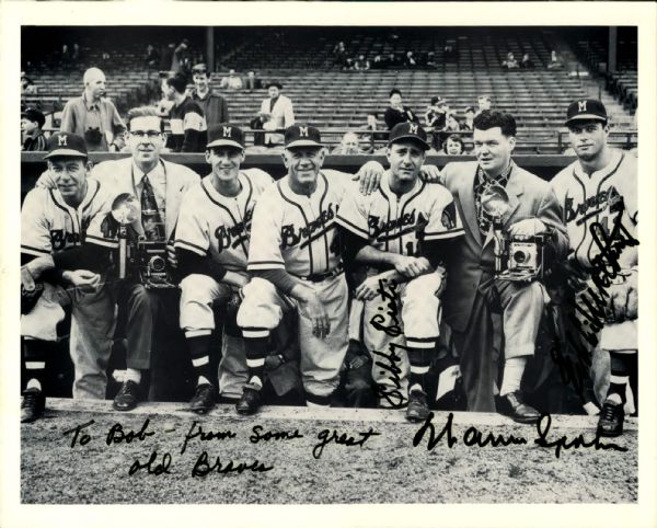 1953-65 Sibby Sisti Warren Spahn Eddie Mathews Milwaukee Braves Signed 8" x 10" Photo - JSA