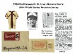 1964 Red Hayworth St. Louis Browns 20th Anniversary World Series Professional Model Game Worn Jersey (MEARS A9)  