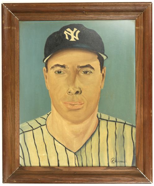 1950s Joe DiMaggio New York Yankees Original Portrait Painting 