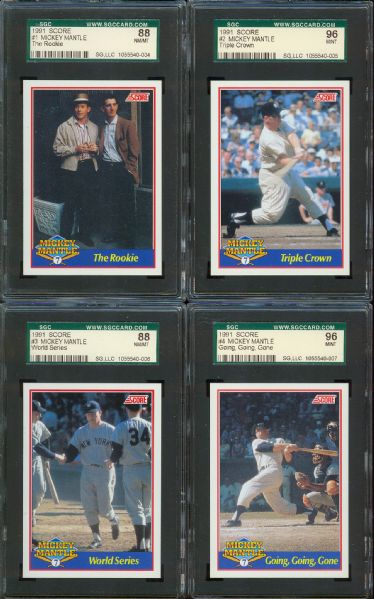 1991 Score Mickey Mantle Insert Set (7) SGC Graded