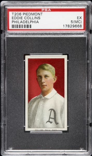 1909 - 11 T206 Eddie Collins Philadelphia As Piedmont Back Card - PSA 5 MC