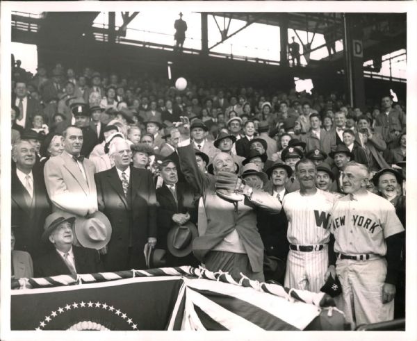 1953 Dwight D. Eisenhower and Baseball "TSN Collection Archives" Original Photo (Sporting News Collection Hologram/MEARS Photo LOA) - Lot of 3