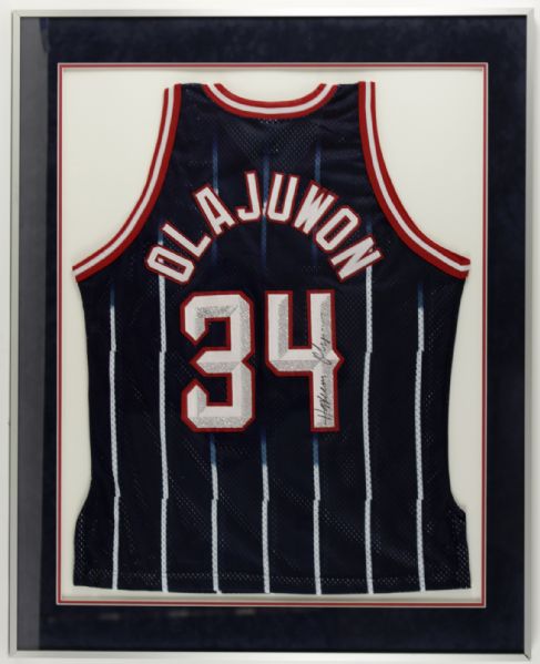 Mid 1990s Hakeem Olajuwon Houston Rockets Signed Jersey - JSA