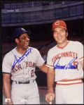 1980s Willie Mays Mets & Johnny Bench Reds Signed 8" x 10" Photo - JSA