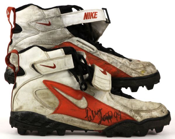 1996 Warren Sapp Tampa Bay Buccaneers Game Worn Signed Cleats - MEARS & JSA