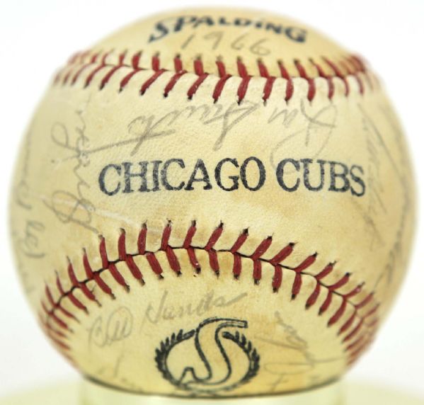 1966 Chicago Cubs Team Signed Baseball w/ 26 Sigs. Incl. Ernie Banks Leo Durocher Ron Santo From Cubs Employee - JSA 