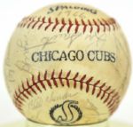 1966 Chicago Cubs Team Signed Baseball w/ 26 Sigs. Incl. Ernie Banks Leo Durocher Ron Santo From Cubs Employee - JSA 