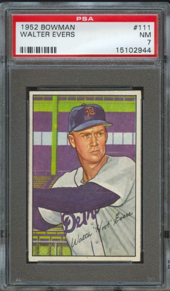 1952 Bowman Tigers Walter Evers #111 PSA NM 7