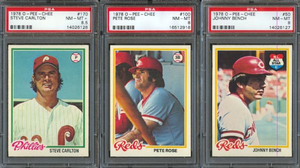 1978 O-Pee-Chee Carlton, Rose & Bench PSA Graded (3)