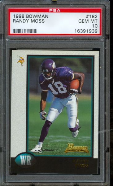 1998 Bowman Vikings Randy Moss Rookie #182 PSA GEM MT 10