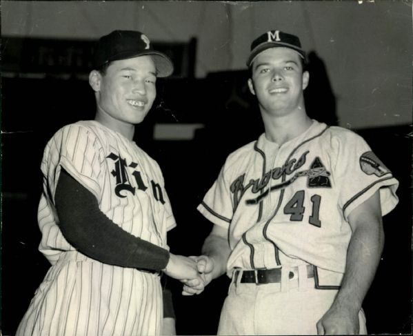 1953 Nishimura Eddie Mathews Milwaukee Braves "The Sporting News Collection Archives" Original Photo (Sporting News Collection Hologram/MEARS Photo LOA)