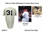1962 Joe Hicks Washington Senators Road Jersey (MEARS A9.5)