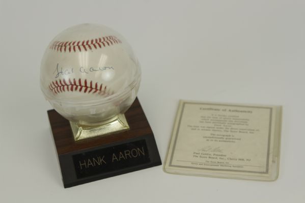 1990s Hank Aaron Single Signed ONL (White) Baseball - JSA