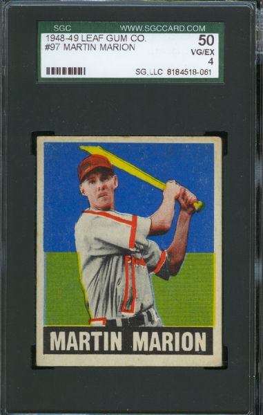 1948 Leaf Martin Marion Rookie #97 SGC 50 VG/EX 4