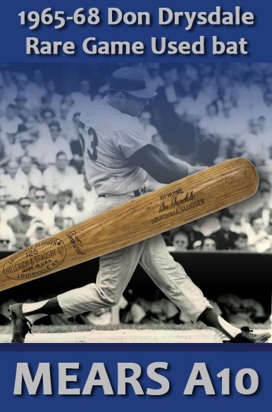 1965 Don Drysdale H&B Louisville Slugger Professional Model Game Used Bat - Los Angeles Dodgers (MEARS A10) Obtained directly from Cubs Groundskeeper (1 of 6 ordered)