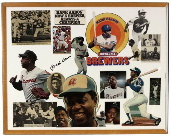 Hank Aaron Milwaukee Braves Signed Photo Collage -28 1/2" x 23" - JSA