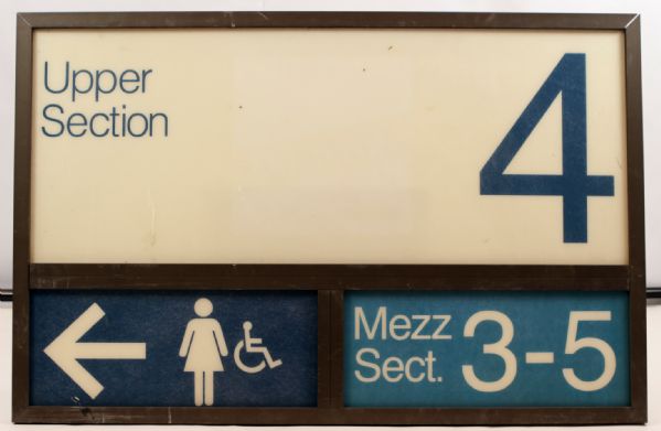 1970s - 80s Baltimore Memorial  Stadium Upper Section & Mezzanine Level  Sign - 50" x 32" Baltimore Orioles and Colts 