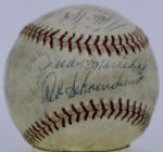 Baseball Superstars Multi Signed ONL (Giles) Baseaball w/ Roger Maris & Willie Mays Included From Cubs Employee - JSA 