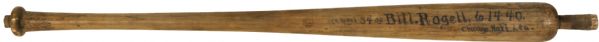 1940 Billy Rogell H&B Louisville Slugger Professional Model Sidewritten Lathe Bat - Chicago Cubs (MEARS Auction LOA)