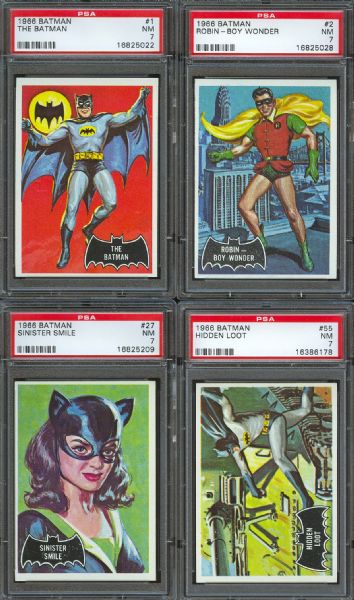 1966 Batman (Black Bat) PSA Graded NM 7 Partial Set (27/55)